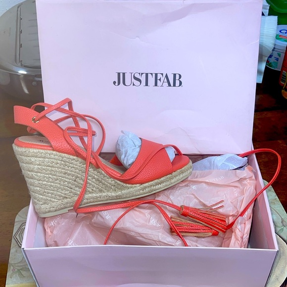 JustFab Shoes - JUSTFAB, Wedges, Jayden, CORAL, 7.5